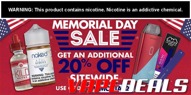VapeDeal Memorial Day 2020 Sale (20% Off Sitewide)