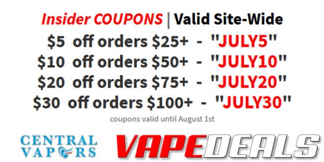 Central Vapors Insider Coupons (Up To $30 Off)