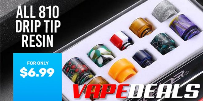 Aleader Resin 810 Drip Tip Pack (8 Colors) $6.99