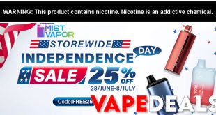 MistVapor Independance Day Sale (25% Off)