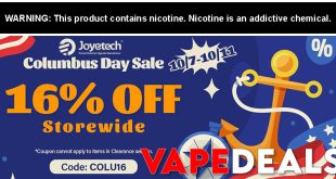 Joyetech Columbus Day Sale (Extra 16% Off)