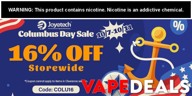 Joyetech Columbus Day Sale (Extra 16% Off)